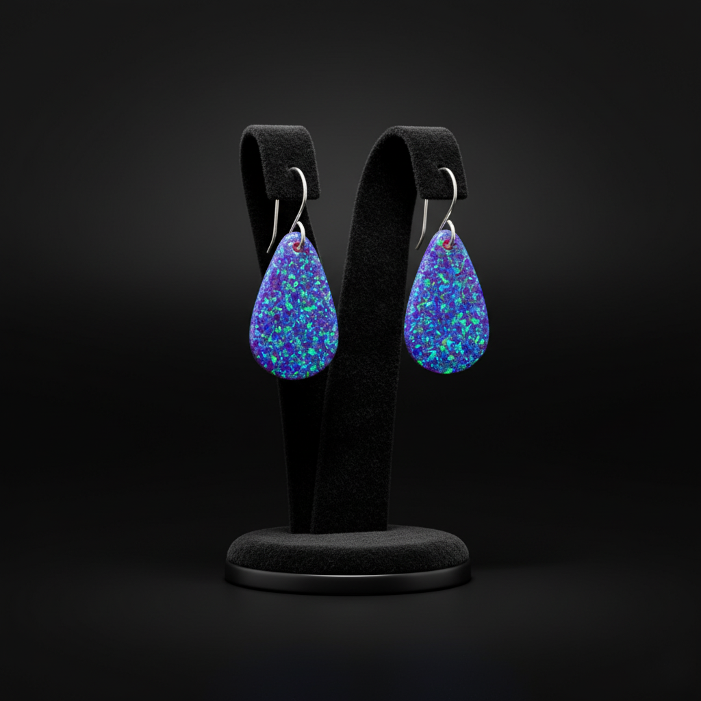 Nebula Blue Opal Teardrop Earring, Small