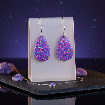Purple Opal Teardrop Earring, Small