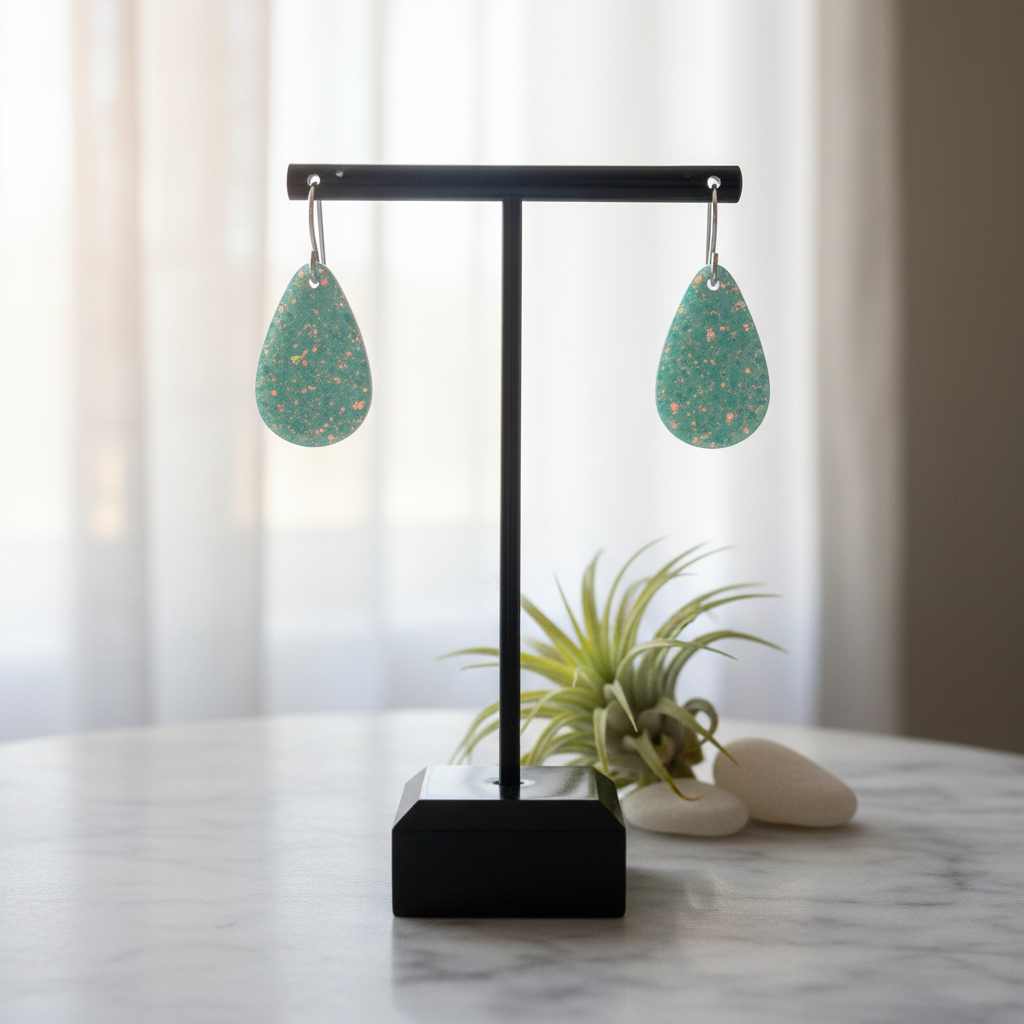 Aqua Blue Opal Teardrop Earring, Small