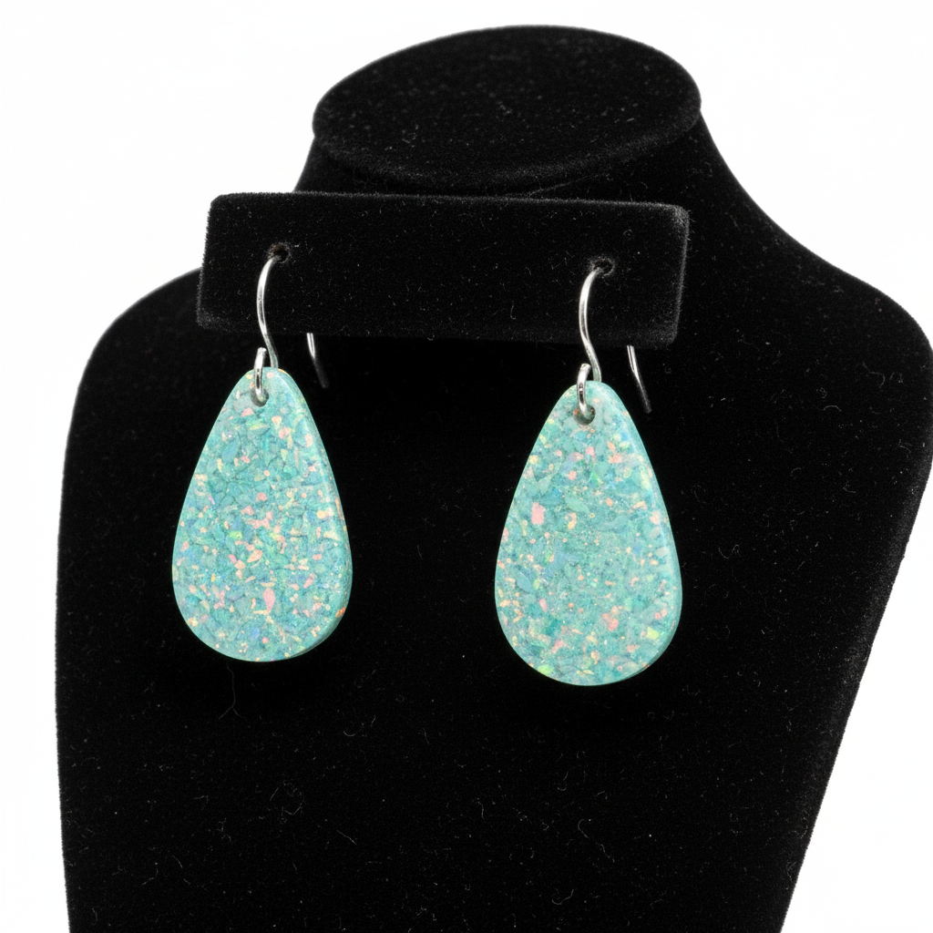 Aqua Blue Opal Teardrop Earring, Small