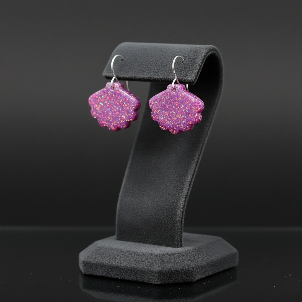 Magenta Opal Sea Shell Earring