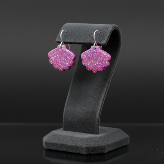 Magenta Opal Sea Shell Earring