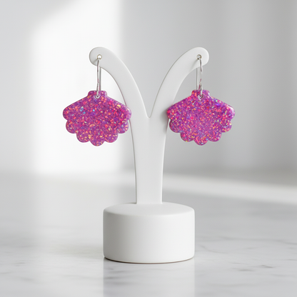 Magenta Opal Sea Shell Earring