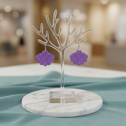 Purple Opal Sea Shell Earring