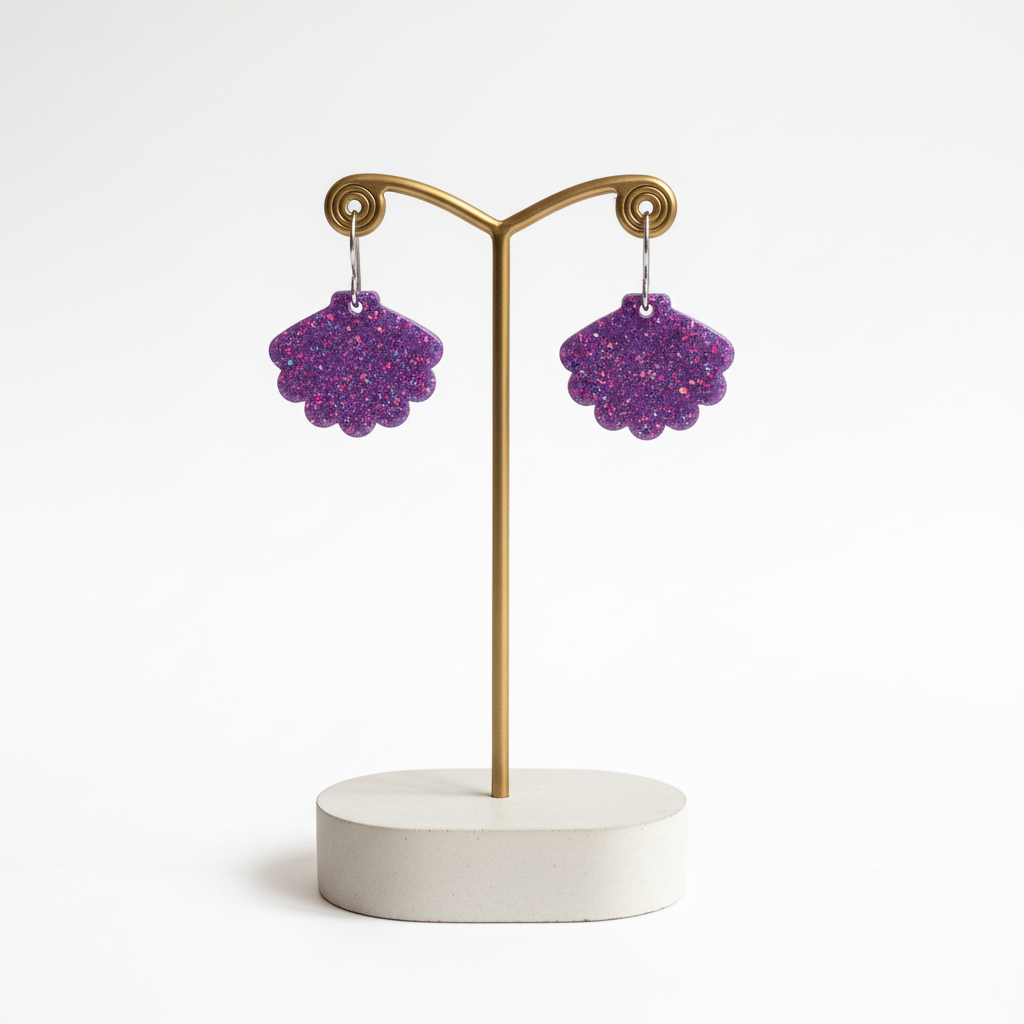 Purple Opal Sea Shell Earring