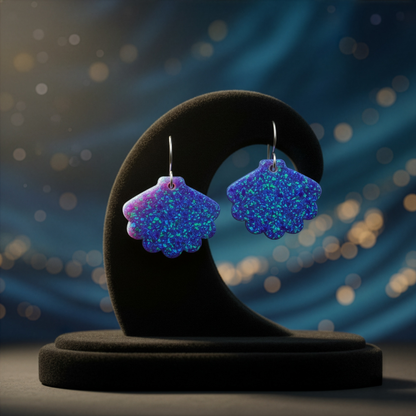 Nebula Blue Opal Sea Shell Earring