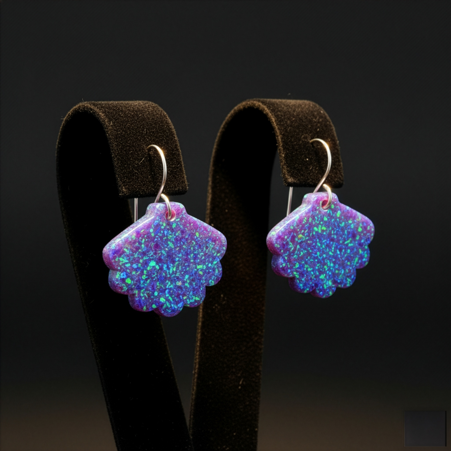 Nebula Blue Opal Sea Shell Earring