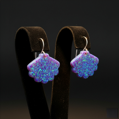 Nebula Blue Opal Sea Shell Earring