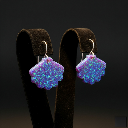 Nebula Blue Opal Sea Shell Earring