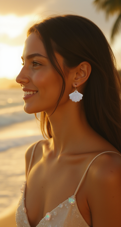 White Opal Sea Shell Earring