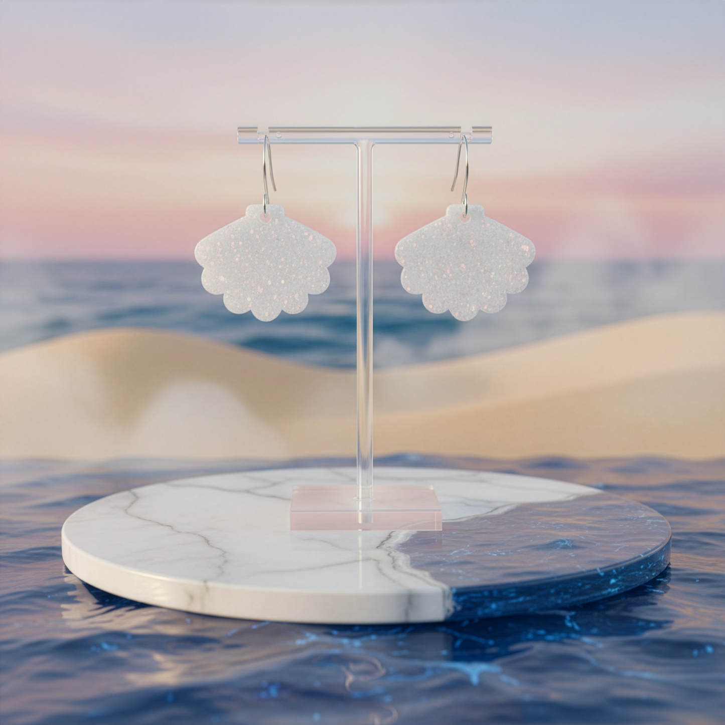 White Opal Sea Shell Earring