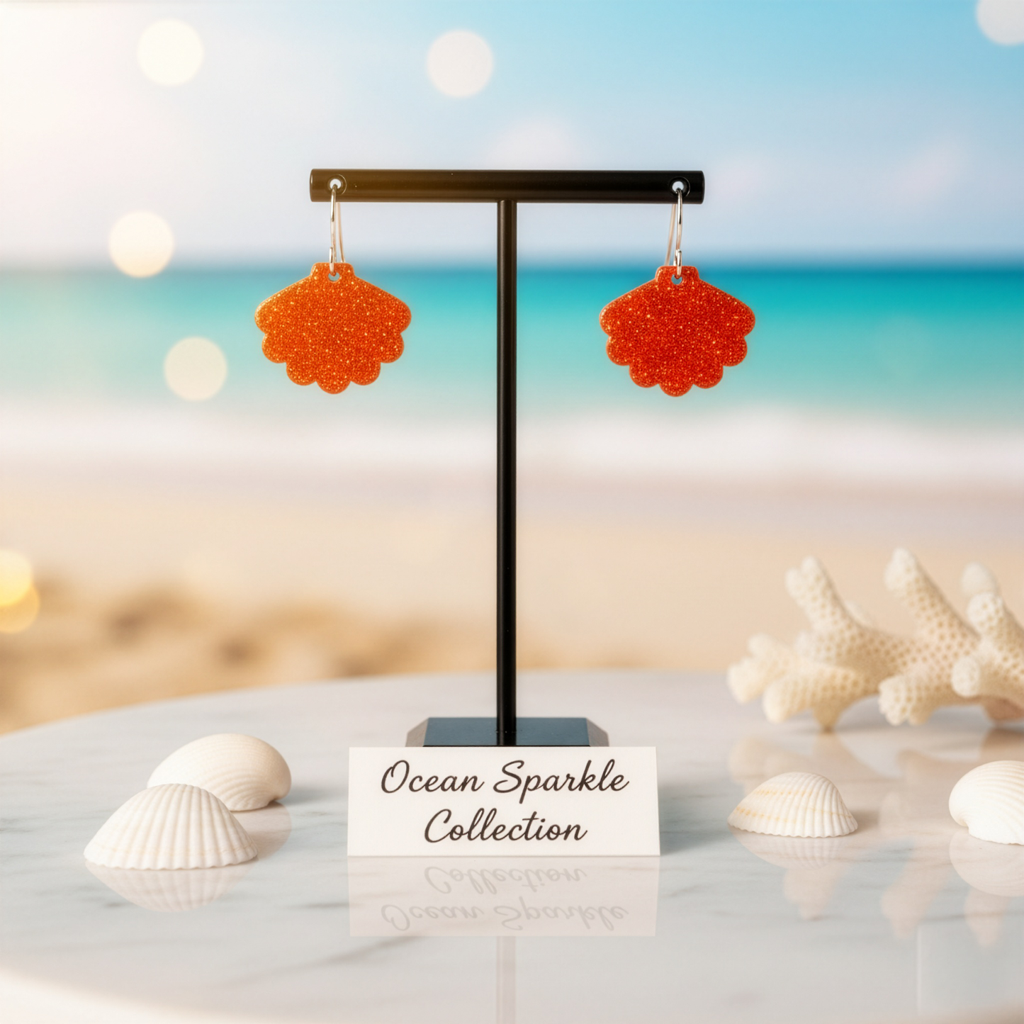 Red Opal Sea Shell Earring