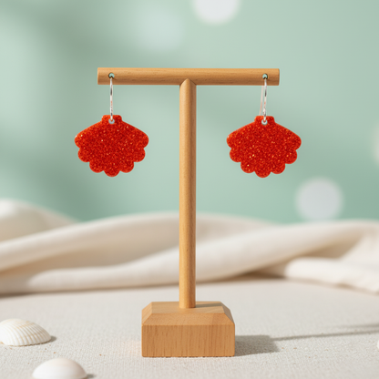 Red Opal Sea Shell Earring