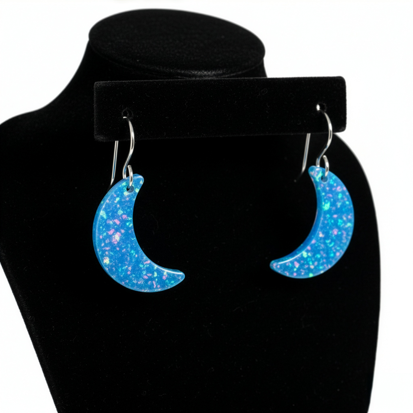 Bermuda Blue Opal Moon Earring
