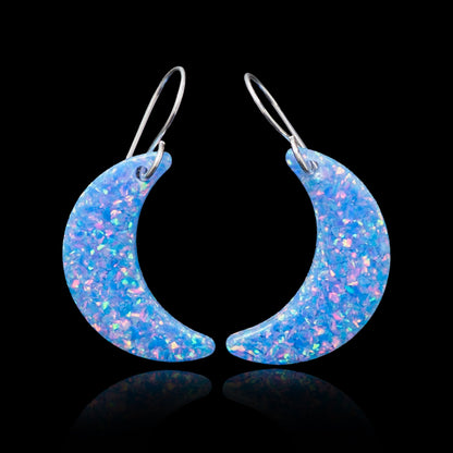 Bermuda Blue Opal Moon Earring