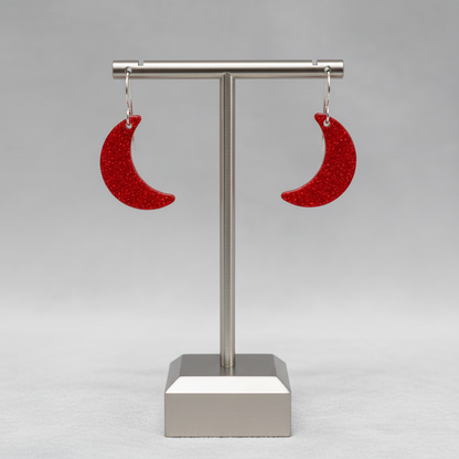 Red Opal Moon Earring