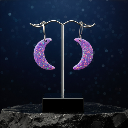 Purple Opal Moon Earring