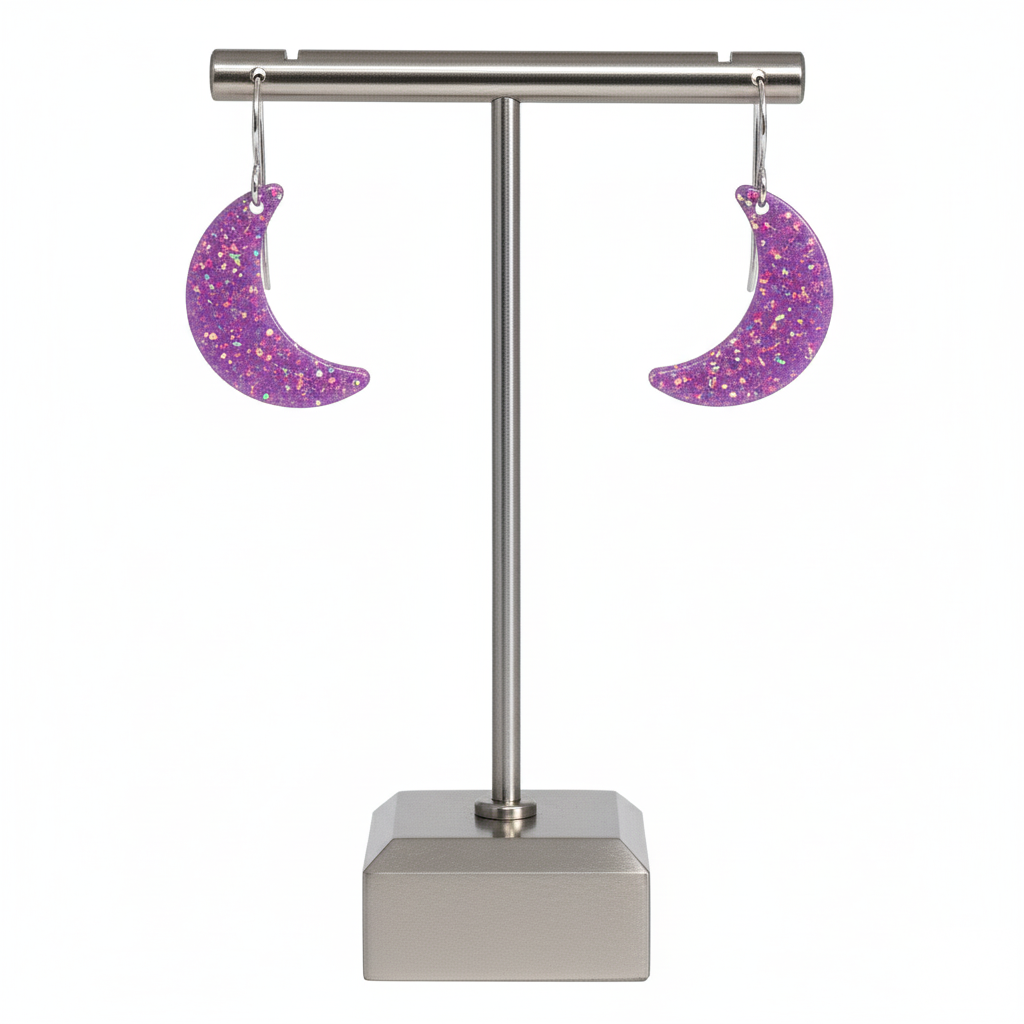 Purple Opal Moon Earring