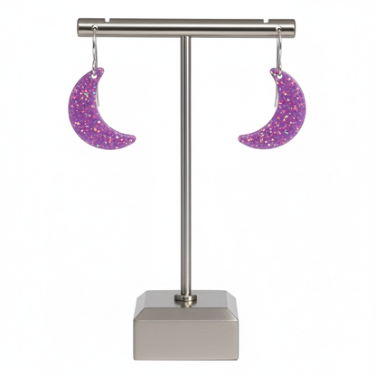 Purple Opal Moon Earring