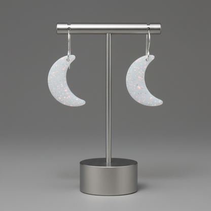 White Opal Moon Earring