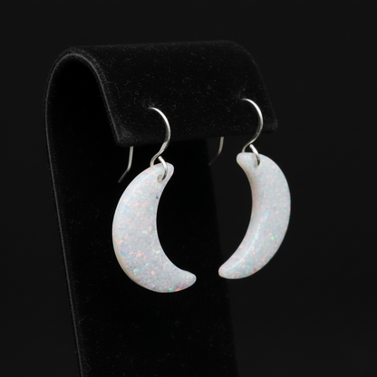 White Opal Moon Earring