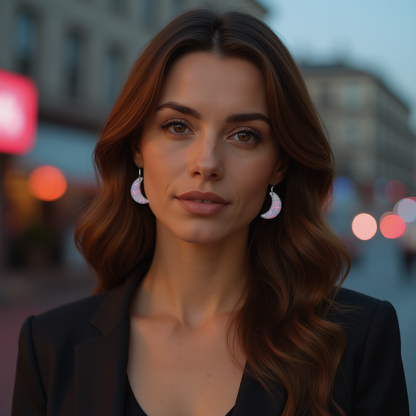White Opal Moon Earring