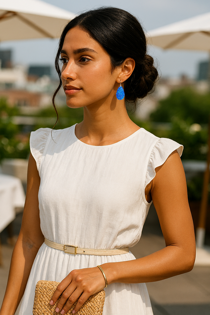 Blue Opal Teardrop Earring, Medium