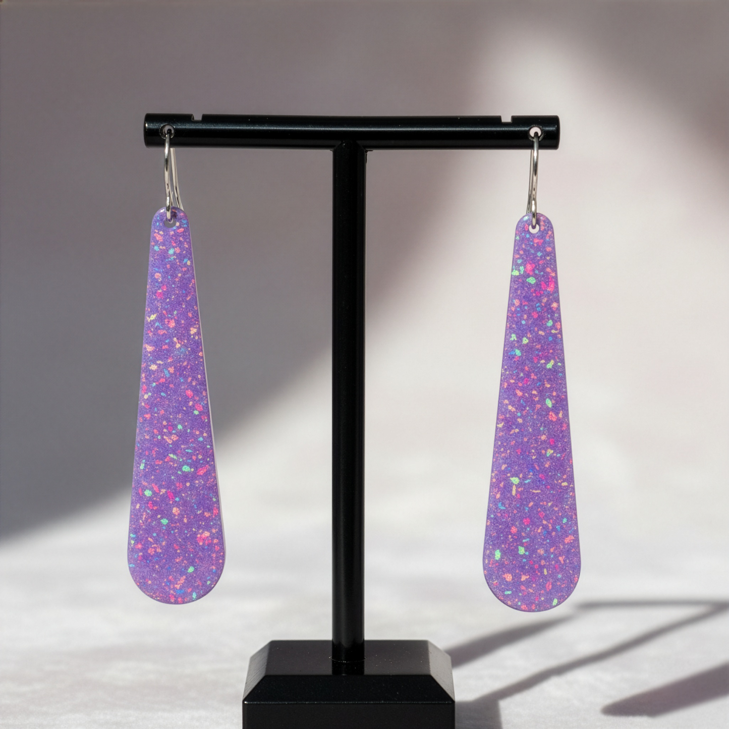 Purple Opal Teardrop Earring, Long