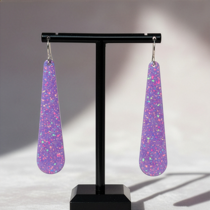 Purple Opal Teardrop Earring, Long