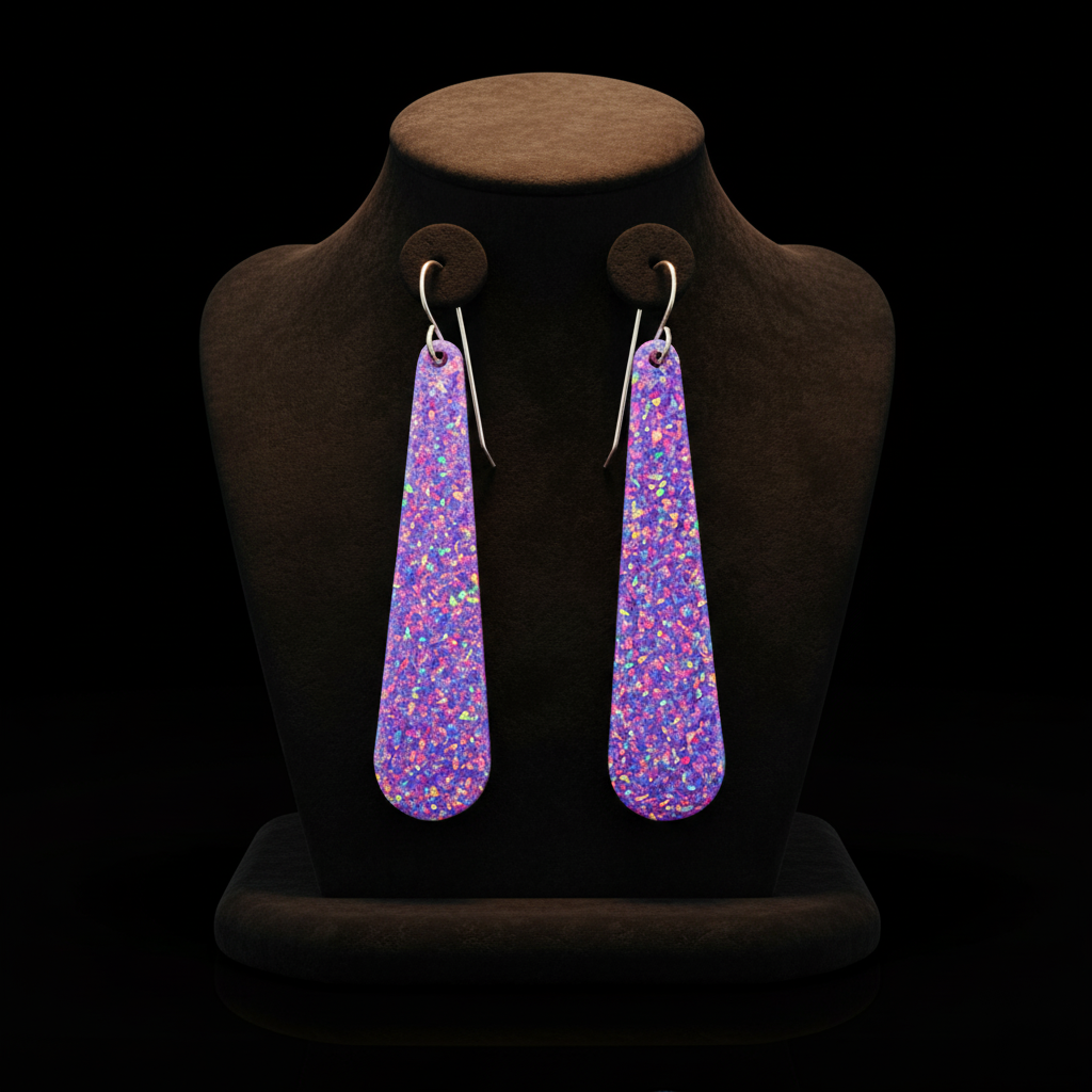 Purple Opal Teardrop Earring, Long