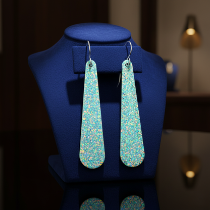 Aqua Opal Teardrop Earring, Long