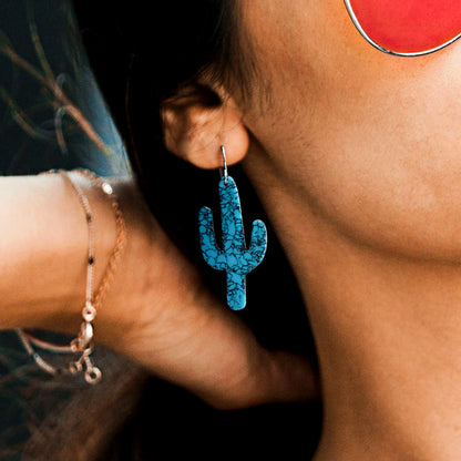 Turquoise Gibbsite Cactus Earrings