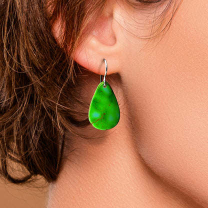 Green Turquoise Tear Drop Earrings Medium