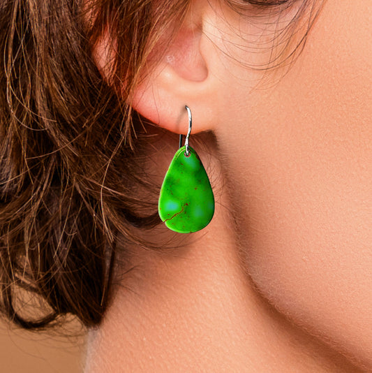 Green Turquoise Tear Drop Earrings Medium