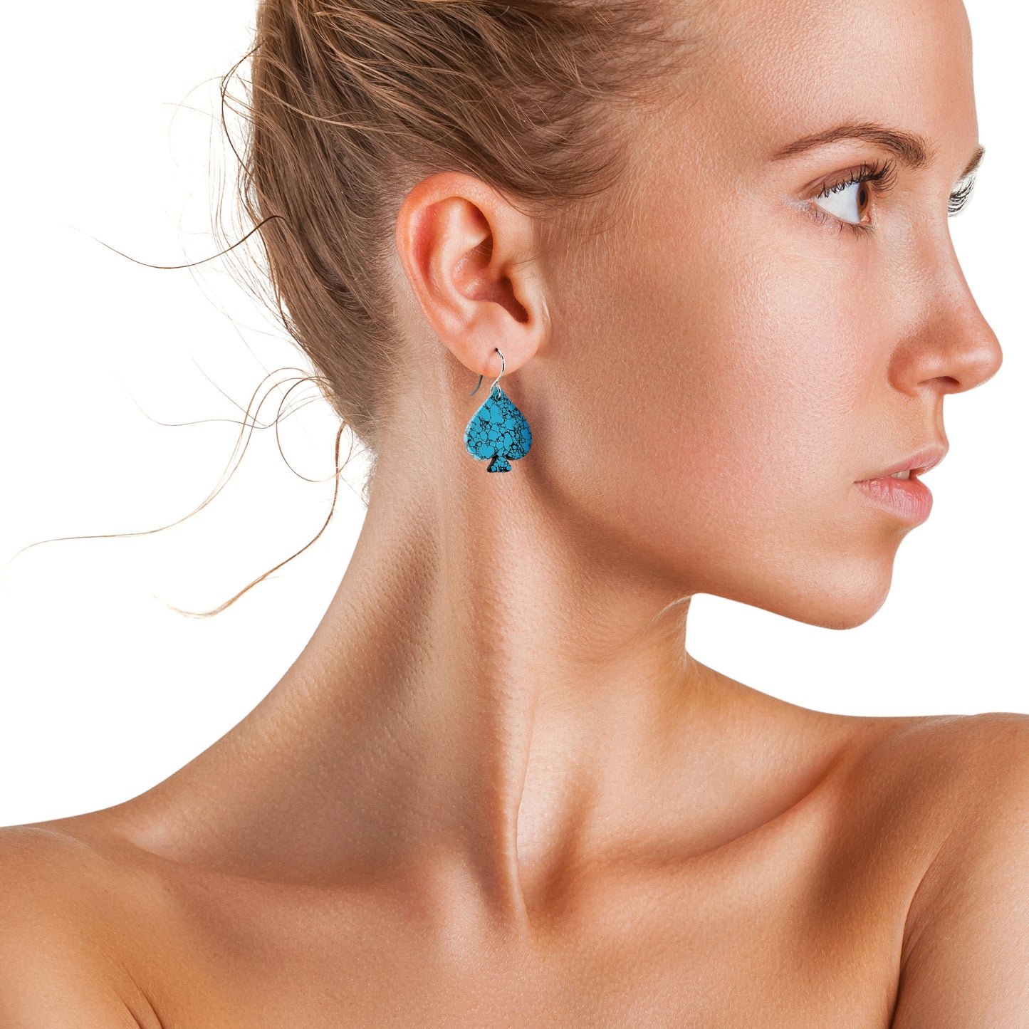 Blue Turquoise Gibbsite Spade Earrings