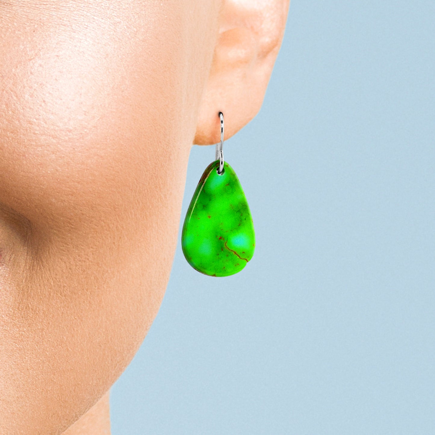 Green Turquoise Tear Drop Earrings Medium