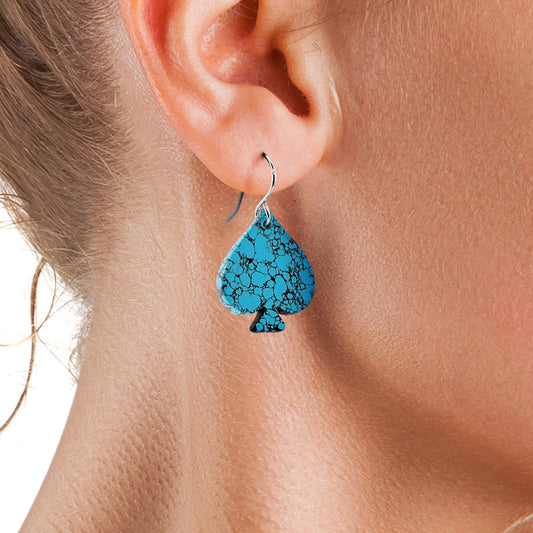 Blue Turquoise Gibbsite Spade Earrings