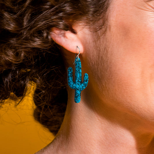 Turquoise Gibbsite Cactus Earrings