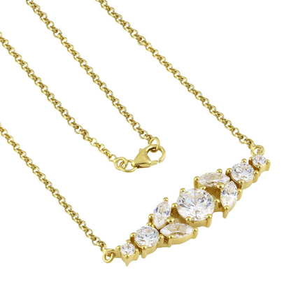 Gold Crystal Bar Necklace