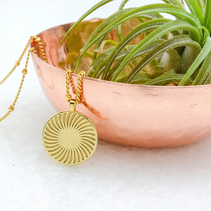 Gold Sunburst Pendant Necklace