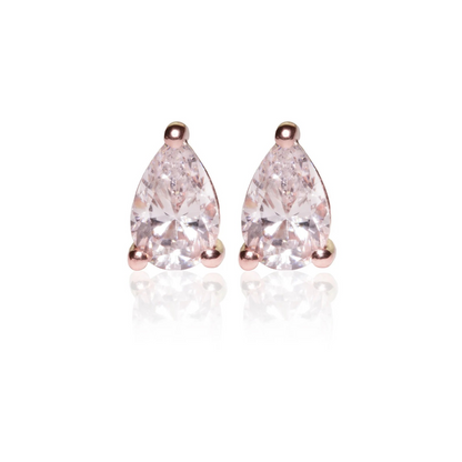 Rose Gold Pear Shaped Crystal Earrings