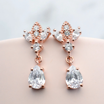 Rose Gold Antique Chandelier CZ Drop Earrings