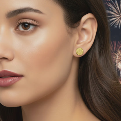 Gold Sunburst Stud Earrings