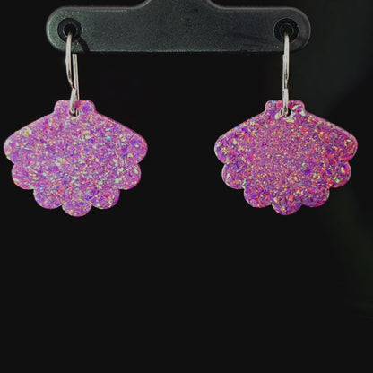 Magenta Opal Sea Shell Earring