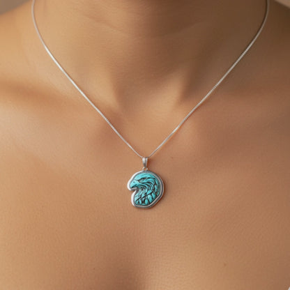 Sterling Silver Turquoise Eagle Pendant Necklace