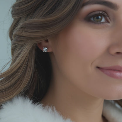 Silver Minimalist CZ Earrings