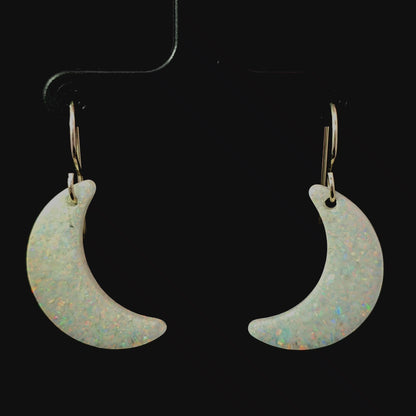 White Opal Moon Earring