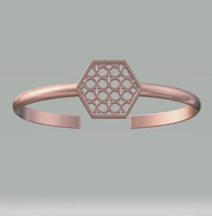 Rose Gold Hex Filigree Bracelet