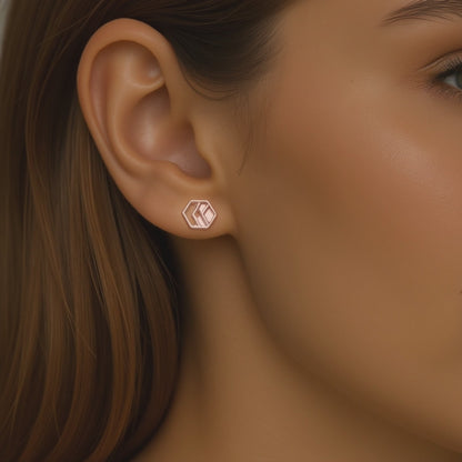 Rose Gold Chevron Stud Earrings