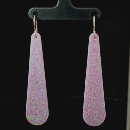 Lavender Pink Opal Teardrop Earring, Long